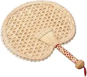 RORPOIR Cattail Leaf Fan Knitted Handheld Fan Handmade Cooling Fan Summer Elegant Accessory Light Yellow