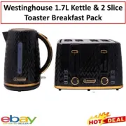 Elegant Breakfast Appliance Pack Westinghouse 1.7L Kettle Jug & 2 Slice Toaster