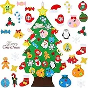 Hutikla Felt Christmas Tree - 3.6 FT 3D DIY Set for Kids with 33 Pieces of Ornament Decor, Wall Hanging Christmas Tree Decorations