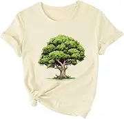 [Laibao] Funny Graphic Women Skinny Pine Tree Shirt Summer Hiking Camping Athletic Tees Nature Casual Comfy Clothes