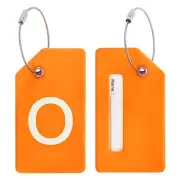 2 Pcs Silicone Luggage Tags, Luggage Tags for Suitcases Initial Letter O, Orange