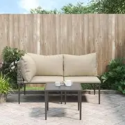 3 Piece Garden Lounge Set with Cushions Grey Poly Rattan Patio Bar Sets