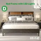 LED Double Size Bed Frame with Storage Headboard Platform Mattress Base Shelf