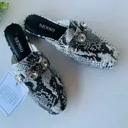 Senso Rio II Slip on Snake Embossed Embellished Loafer Mules 38EU 8US Black $195