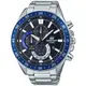 【CASIO】EDIFICE 簡約經典三眼三針大錶盤三眼指針腕錶-藍框X黑面(EFV-620D-1A2)公司貨