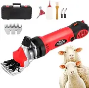 Electric Sheep Shearing Clippers, 900W Corded Alloy Sheep Shears with 6 Speed Adjustable, 9/13 Tooth Stainless Steel Blade, Farm Livestock Sheep Wool Shearing Clipper for Alpacas, Goats red 13 Teeth