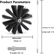 Chimney Sweep Kit 16FT with 12 Rods and Brush Heads for Duct Cleaning