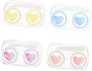 [SOPOTUTU] 4Pcs Organizer Box with Mirror Travel Lens Case for Soft Lenses Leak Storage Durable Material for Daily Use and Travel