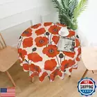 CCOCND Red Poppy Flowers Round Tablecloth 60 Inch,Table Cloth Autumn Holiday