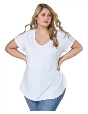 [Indigo Tonic] Jacinta Longline V Neck Tee in White