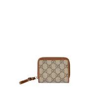 Gucci GG Emblem Zip Mini Wallet One size Beige and dark brown