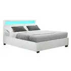 Artiss Cole Led Bed Frame Pu Leather Gas Lift Storage - White Double fabric,leat