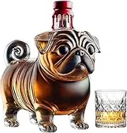 Byeaon Liquor Bottles | Pug Design Alcohol Spirits Decanter - Transparent Liquor Dispenser Supplies for Whiskey Vodka Beer Drinks Beverages Brandy
