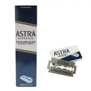 100 x Blades Astra Superior Stainless Double Edge Shaving Razor - Blue Package