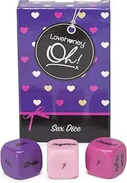 Lovehoney Oh! Multicoloured Dice Game for Couples - Adult Role Play or Foreplay - Small and Travel Friendly - Pack of 3