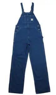 NEW Carhartt Mens 36 x 36 Blue Denim Bib Carpenter Overalls R07 DST
