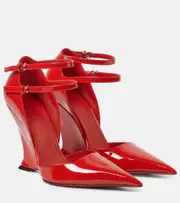 [Ferragamo] Ferragamo Vidya X5 patent leather wedge pumps UK 7 red