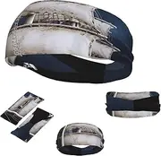 FJWSLCH Vintage Nautical White Ship Headbands for Women Men Non Slip Workout Sweatbands Adjustable Sports Hair Bands Elastic Head Bands Moisture Wicking Hairband for Running, Cycling, Yoga, Spa