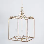 Palazzo Modern Detailed Box Frame Lantern Pendant Light - Champagne Gold