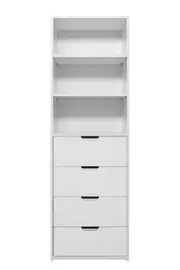 GENEVA 3 SHELF 4 DRAWER BUILT IN WARDROBE - WHITE - FLUTED - PULL BLACK