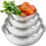 Luxurious Stainless Steel Colander Set - Micro-Perforated Efficiency (Set of 4)