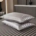 Luxurious Pillow Cover Sofa Cushion Case Faux Silk Pillowcase Set with Striped