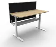 RAPIDLINE NEW PARAMOUNT ELECTRIC SINGLE HEIGHT ADJUSTABLE WORKSTATION With Screen 1 Person W1500 x D780 x H655-1259mm Natural Oak/White