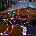 Solar LED Moon Star Curtain String Lights Outdoor Xmas Party Ramadan Decor Light