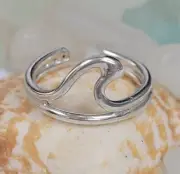 Unique Gift For Women's Solid Metal Adjustable Toe Ring White Gold Plated Silver