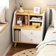 [Enliansgo] Bedside Table, Night Stand with Drawer, Modern Nightstands with Open Storage Shelf, Wood Bedside Table, Small Night Stands for Bedrooms, 2-Tier Night Table for Bedroom Living Room Dormitory