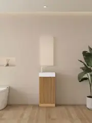 400mm Fluted Floor standing Slim Vanity Unit & Basin