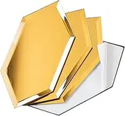 Peel and Stick Beveled Mirror Tile, Mirror Backsplash for Kitchen Bathroom Wall, 4x7.87 Inches Hexagon, Gold (30 Pcs, 4.8 SQ.FT.)