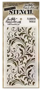 Tim Holtz Layering Stencil Stampers Anonymous Floral Leaves Flourish Pattern