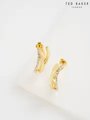 Ted Baker Gold Tone Large Wayva: Jewelled Wave Hoop Earrings (H79882) | $134
