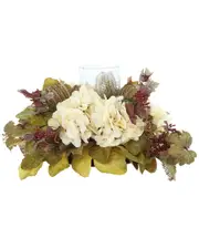 Creative Displays Fall Candleholder Centerpiece with Hydrangeas, Ivy & Bows