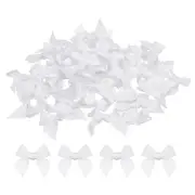 50Pcs Mini Ribbon Bow Mini Fabric Satin Ribbon Flower Bows White