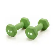 6 Lb Pair Neoprene Dumbbells Hand Weights Fitness Gym Exercise Hex Shape Green