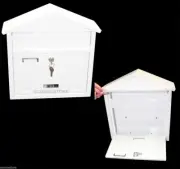 New White 20 Gauge Steel Construction Wall Mount Mail Box With 2 Keys
