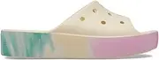 [Crocs] Women's Classic Slide | Platform Sandals, Vanilla/Multi, 5