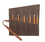 Wrench Roll with 6 Pockets,Waxed Canvas Tool Pouch,Tool Roll Up Bag for Chise...