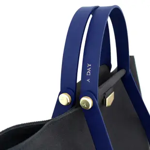 ADay皮革組合包/黑帆布包+藍色提把【官方授權】ibaobao愛包包