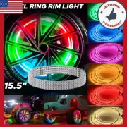 Bluetooth RGB Color Chasing LED Turn Signals Wheel Rim Ring Lights Strips 15.5"