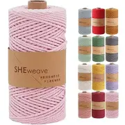 Macrame Cord Natural Cotton 3 Strands Twisted Macrame Rope 3mm*109Yards Pink