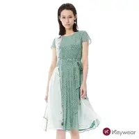 在飛比找momo購物網優惠-【KeyWear 奇威名品】質感蠶絲印花法式洋裝