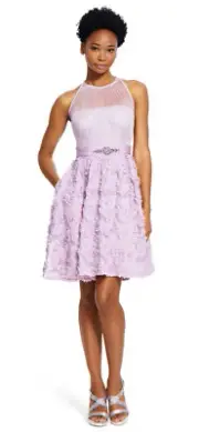 Adrianna Papell Light Heather Womens Rosette Sleeveless Cocktail Dress 12