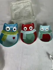 St. Nicholas Square Merry Merry Hand Painted Owl Bowl Set