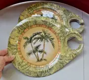 6 ~ PALM TREE Wine & Cheese Plates Melamine KELLER CHARLES Appetizer Cocktail