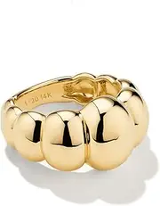 [NOKMIT] Chunky Gold Rings for Women 14K Gold Silver Tone Cute Puffy Dome Statement Croissant Thumb Band High Polished Smooth Comfort Fit Size 5-10