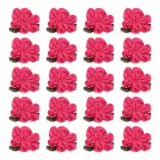 20Pcs 1" Ribbon Flowers Bows Mini Satin Roses Flowers Rose Red
