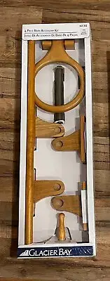 NEW GLACIER BAY 4-Pc Bath Set/Towel Ring Robe Hook Toilet Paper Holder Towel Bar